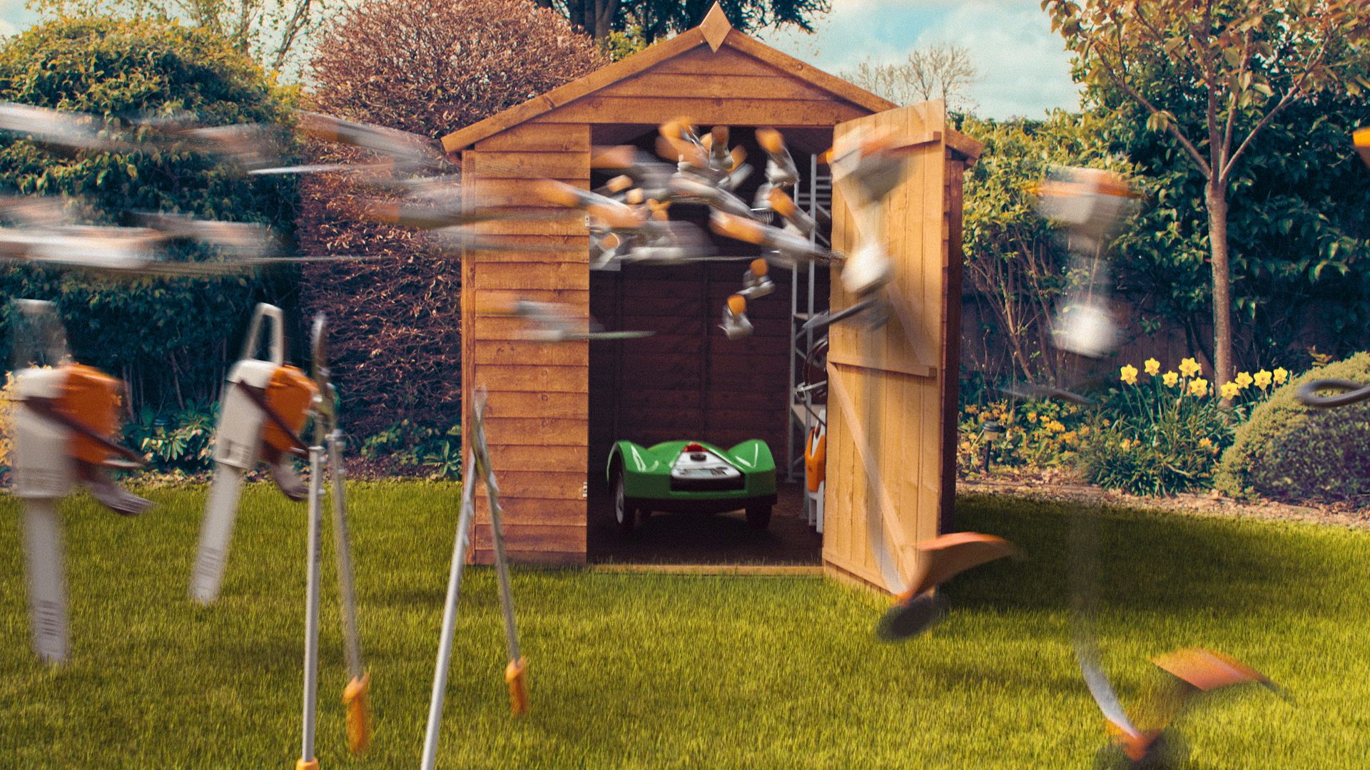 Stihl Project Still Garden Magic TV animation from shed